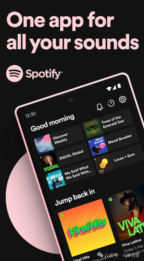 最新Spotify（声田）音乐软件免费下载，安卓永久解锁版，内有流行音乐、摇滚音乐、嘻哈音不同分类的歌